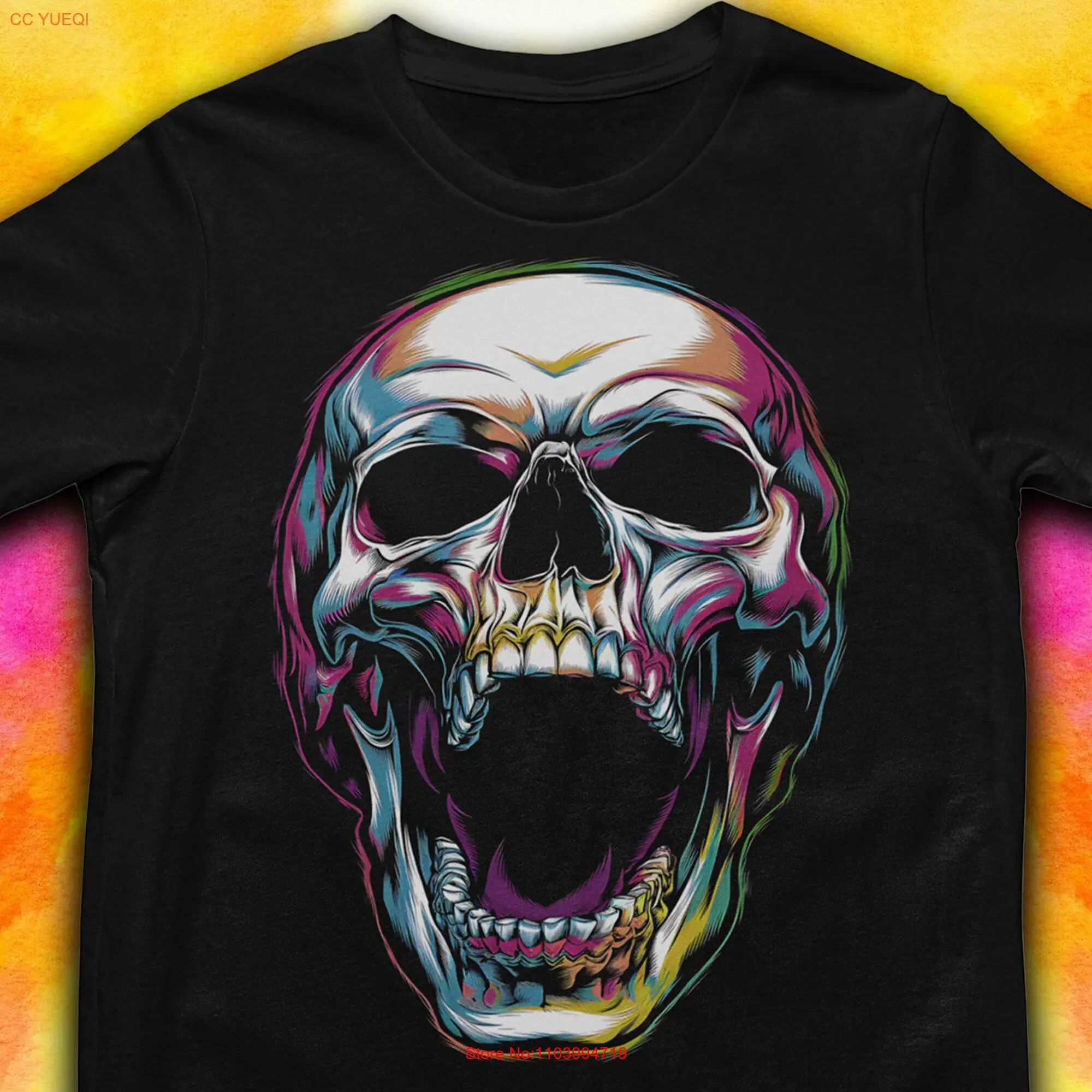 Паранормальная футболка с костяным черепом Horror Mystic Eerie Design GifT Sinister длинными или