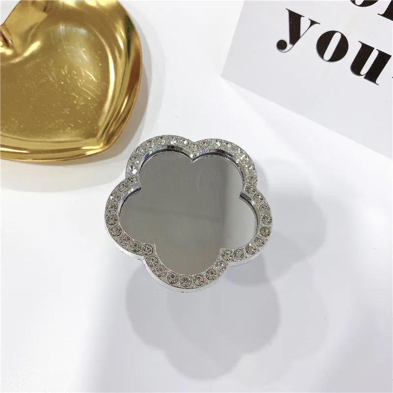 luxury new flower mirror ring for phone holder mobile phone stand socket mobile phone accessories expanding stand phone girp free global shipping