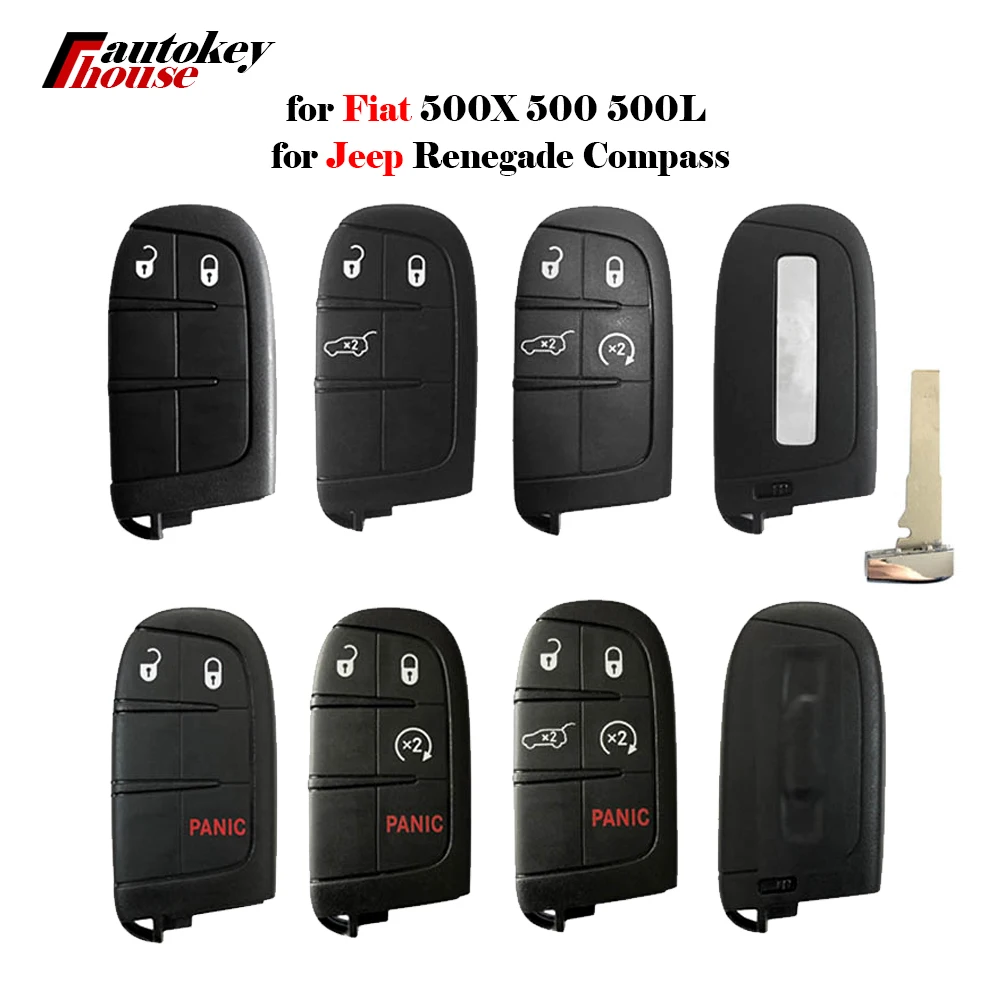 

for Fiat 500X 500 500L for Jeep Renegade Compass 2/3/4/5 Button Car Smart Remote Key CS086002 Shell Insert SIP22 Blank Fob Case