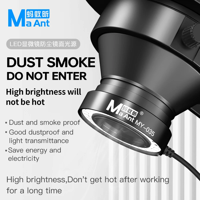 

Кольцевая лампа для микроскопа MaAnt MY-035, 26 дюймов, пылезащитное зеркало, регулируемый осветитель высокой яркости для микроскопа, источник света