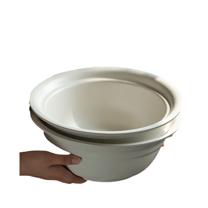 Толстая матовая большая миска для супа и фруктов бытовая однотонная