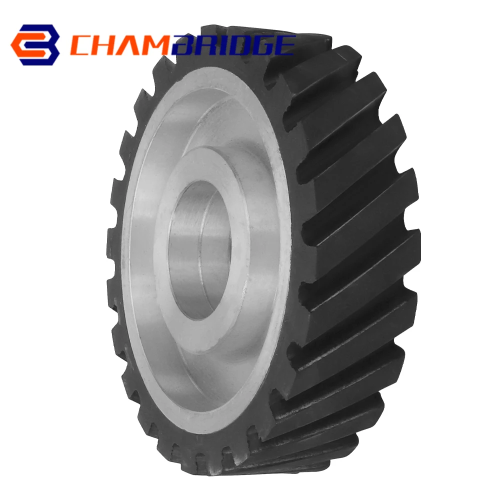 200x50mm 6206 Serrated Rubber Contact Wheel 60Hole Sanding Belt Metal Polishing Abrasive Dynamically Balanced Belt Rotating Tool
