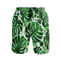 2022 mens summer beach shorts tropical palm leaves print with pockets casual boardshorts vacation holiday beachwear masculina