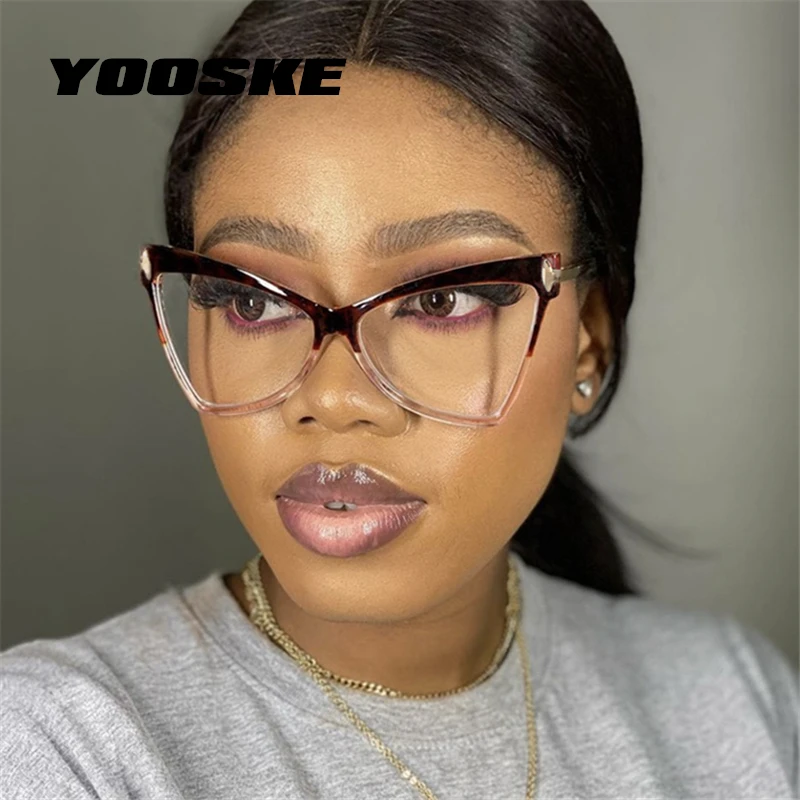 

YOOSKE TR90 Cat Eye Glasses Frames Women Anti Blue Light Eyeglasses Oversized Optical Frames Ladies Fashion Brand Clear Eyewear