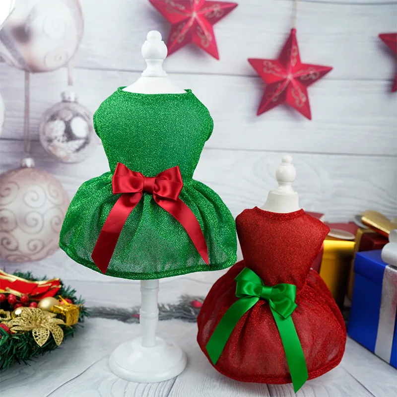 

Red Green Christmas Pet Princess Dresses For Small Medium Dog Clothing Cosplay Costume Xmas Dress Up Skirt For Puppy Chihuahua