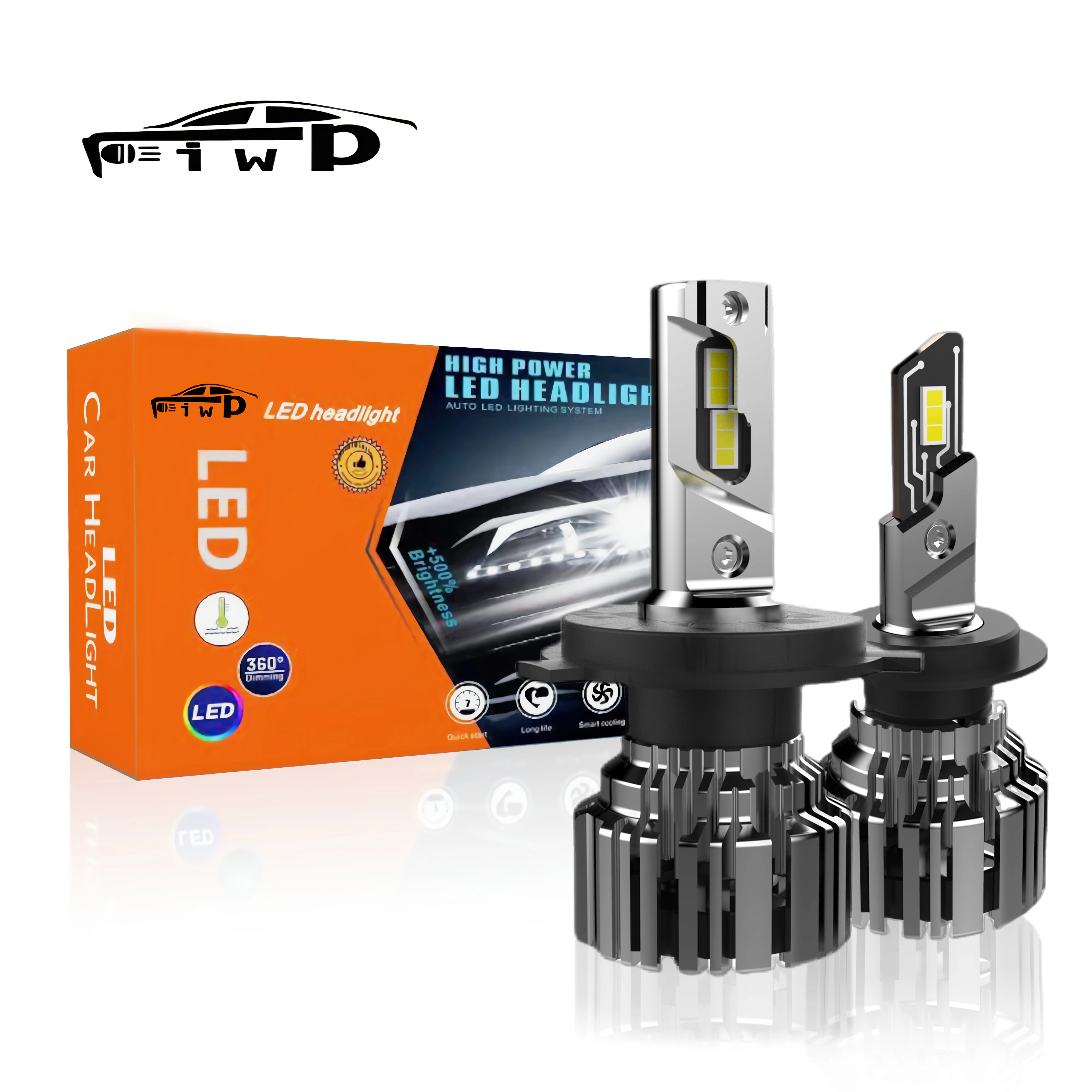 

iwp 2pcs 48 CSP H1 H3 H7 LED Bulb H11 9005 HB3 9006 HB4 Canbus 3D 360 Degree Car Headlight 16000LM Auto Fog Lights Turbo Led H7