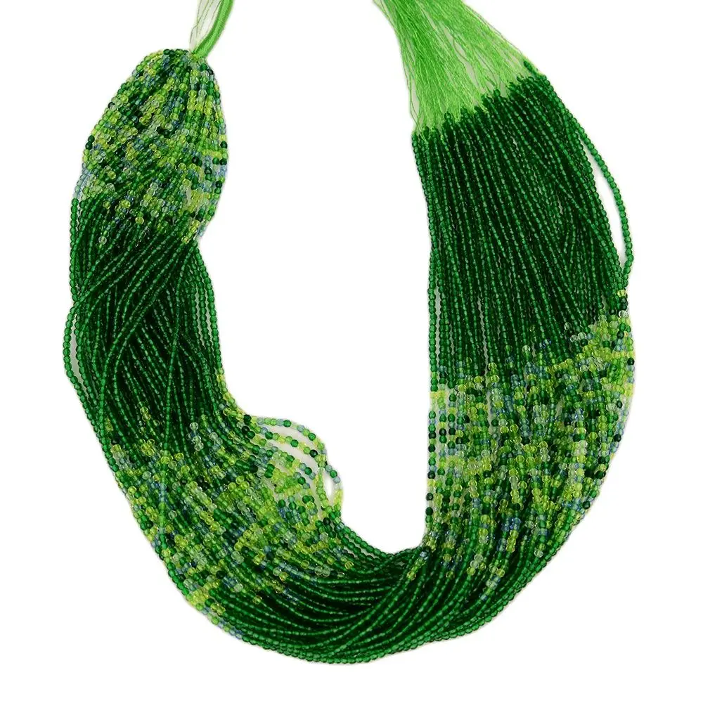 

APDGG Wholesale 20 Strands Tiny 2 MM Mixed color Green Crystal Round Faceted Glass Gems Loose Beads 15" Jewelry Making DIY
