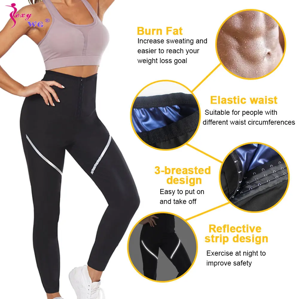 SEXYWG Sauna Pants for Women Weight Loss Sweat Leggings Slimming Belly Tight Trousers Ladies Body Shaper Waist Trainer Fitness