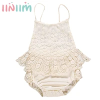 newborn baby girls romper sleeveless floral lace embroidery backless bodysuit christening costume 1st birthday clothes