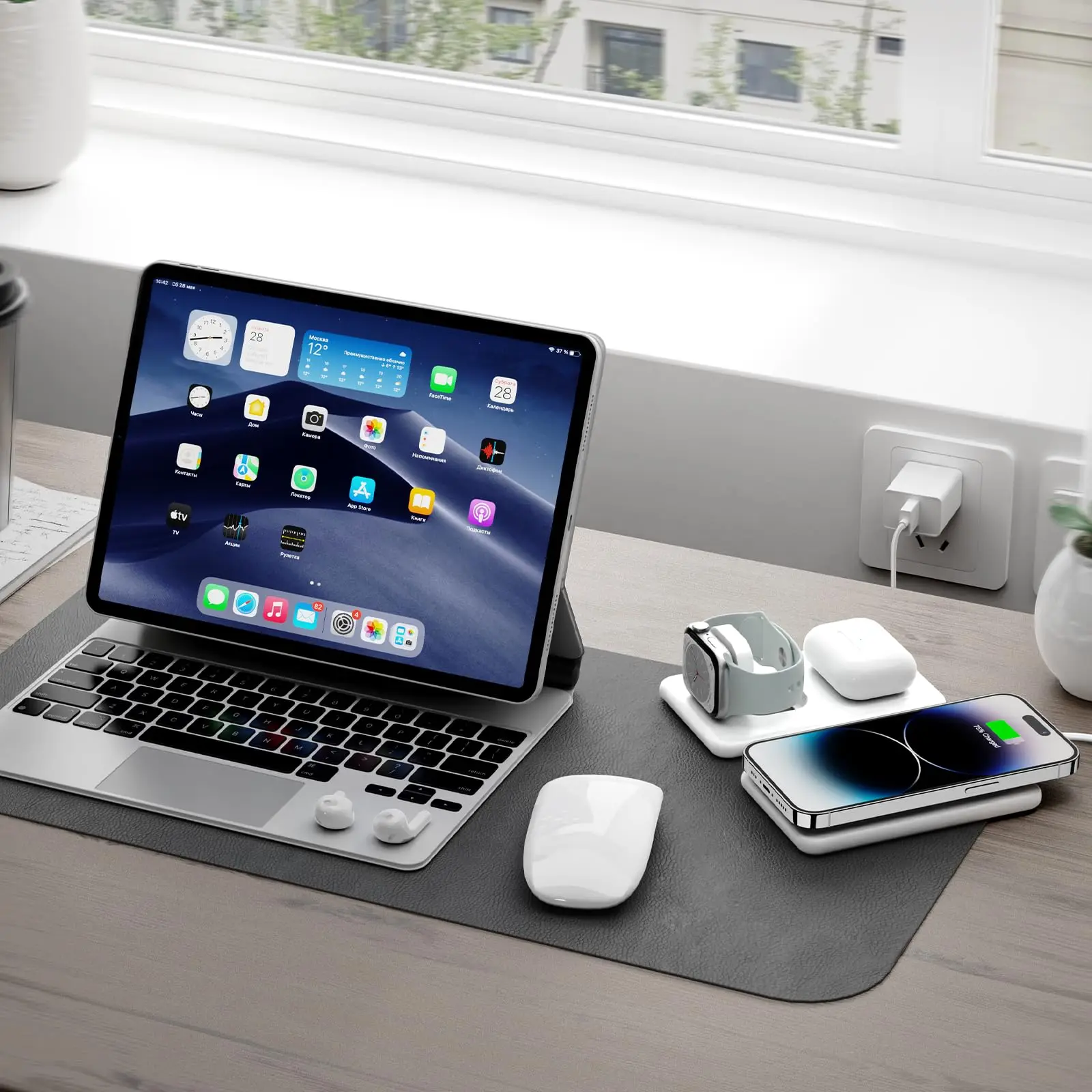 Магнитное Беспроводное зарядное устройство Jmuytop Apple 3 в 1 зарядная станция для iPhone