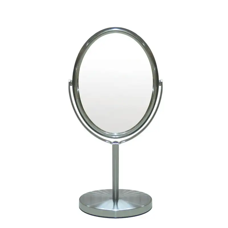 

Two Sided 5X Nickel Framed Freestanding Makeup / Shaving Mirror