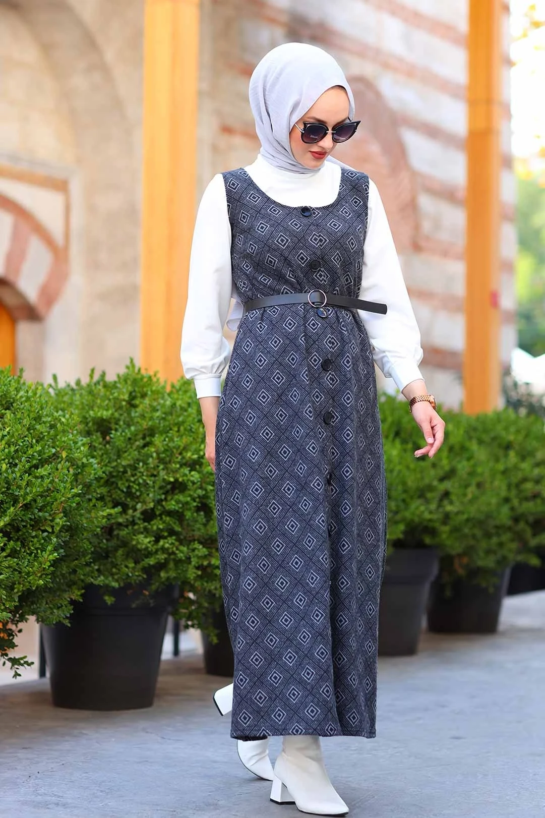 Patterned Dual Gilet Suit-Winter Autumn 2021 Muslim Women Hijab headscarf islamic Turkey