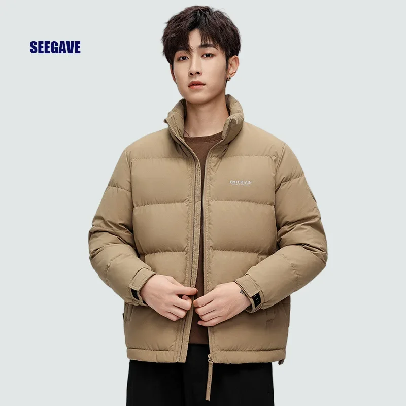 2024 Winter New Men's Down Jacket Cropped Stand Collar Casual Fashionable Versatile Trendy Outdoor Wear Thermal Coat