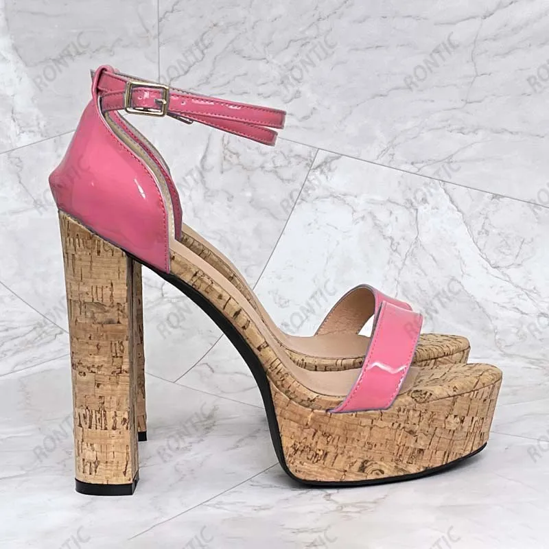 Женские босоножки на платформе Rontic ручной работы с ремешком щиколотке пробковые