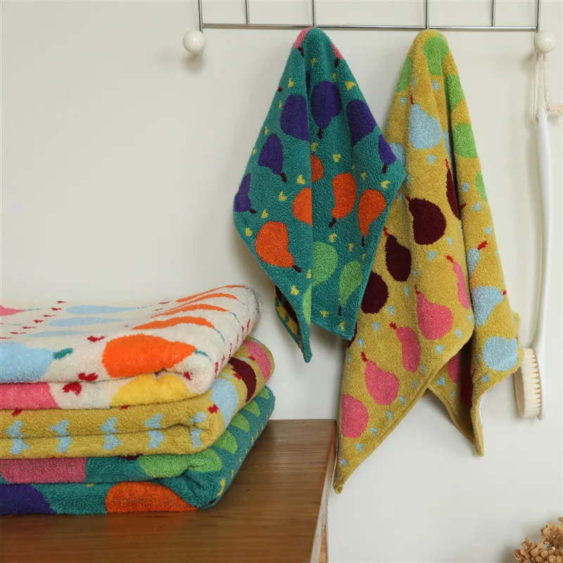 

2pcs/ins Korean Pear Pure Cotton Children's Square Towels, Household Water Absorbent Class A Cotton Face Wash Towels, Facial