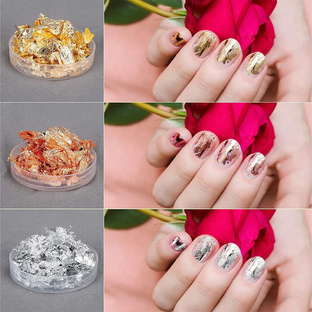 Silver Gold Foil Flakes Sequins Glitters Confetti Leaf Flakes for Expoy Resin Painting DIY Nail Art Foil Decorative Paper images - 6