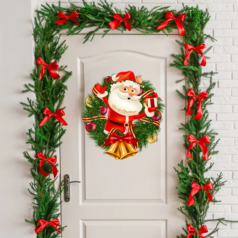 

Chrismtas Window Sticker Santa Claus Garland Wall Sticker 2022 Christmas Decoration For Home Kids Room Wall Decals New Year Gift