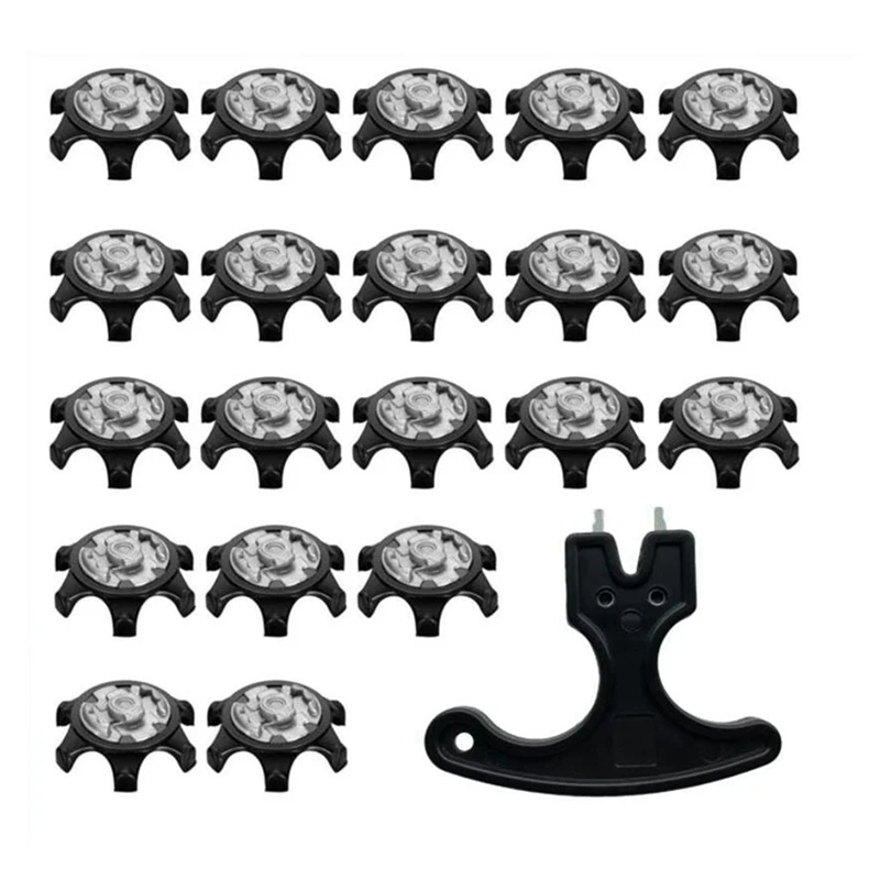 

Easy Replacement Spikes Cleats Golf Shoes Black 40+2Pcs,Universal Anti Skid Golf Shoes, Spike Wrench Pin Shoes Remover