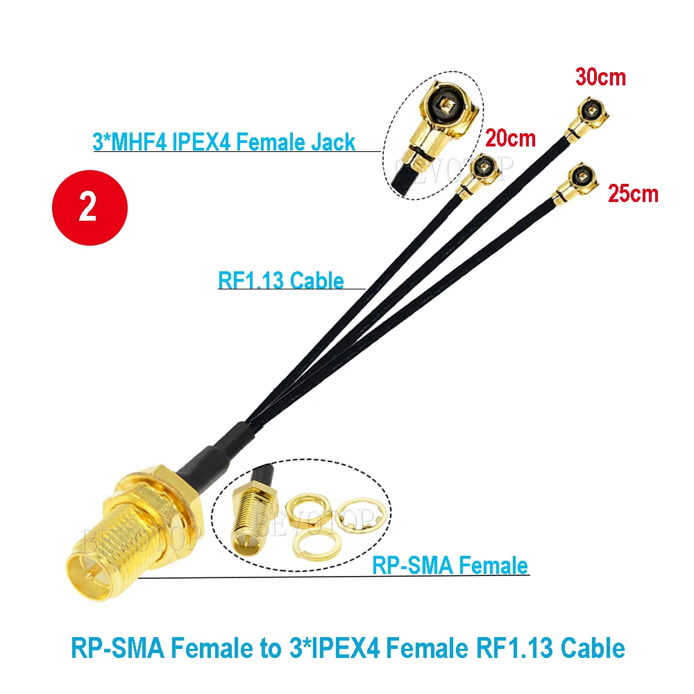 1 шт. RF1.13 Кабельный разветвитель SMA / RP-SMA мама на 3 x MHF4 IPEX4 Разъем 1–3 Адаптер Combiber 1.13