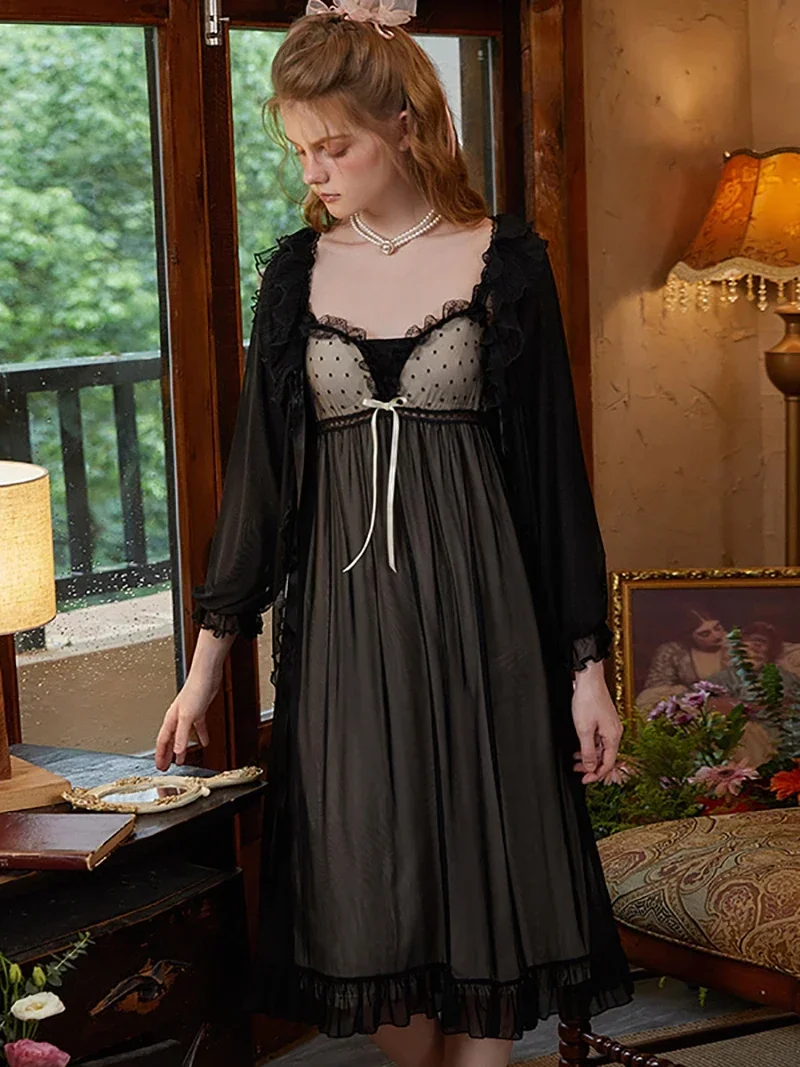 Женское платье принцессы ночная рубашка Женский комплект из двух предметов на