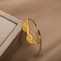 stainless steel angel wing rings for women girl romantic anniversary jewelry vintage finger ring accessories friend sister gift