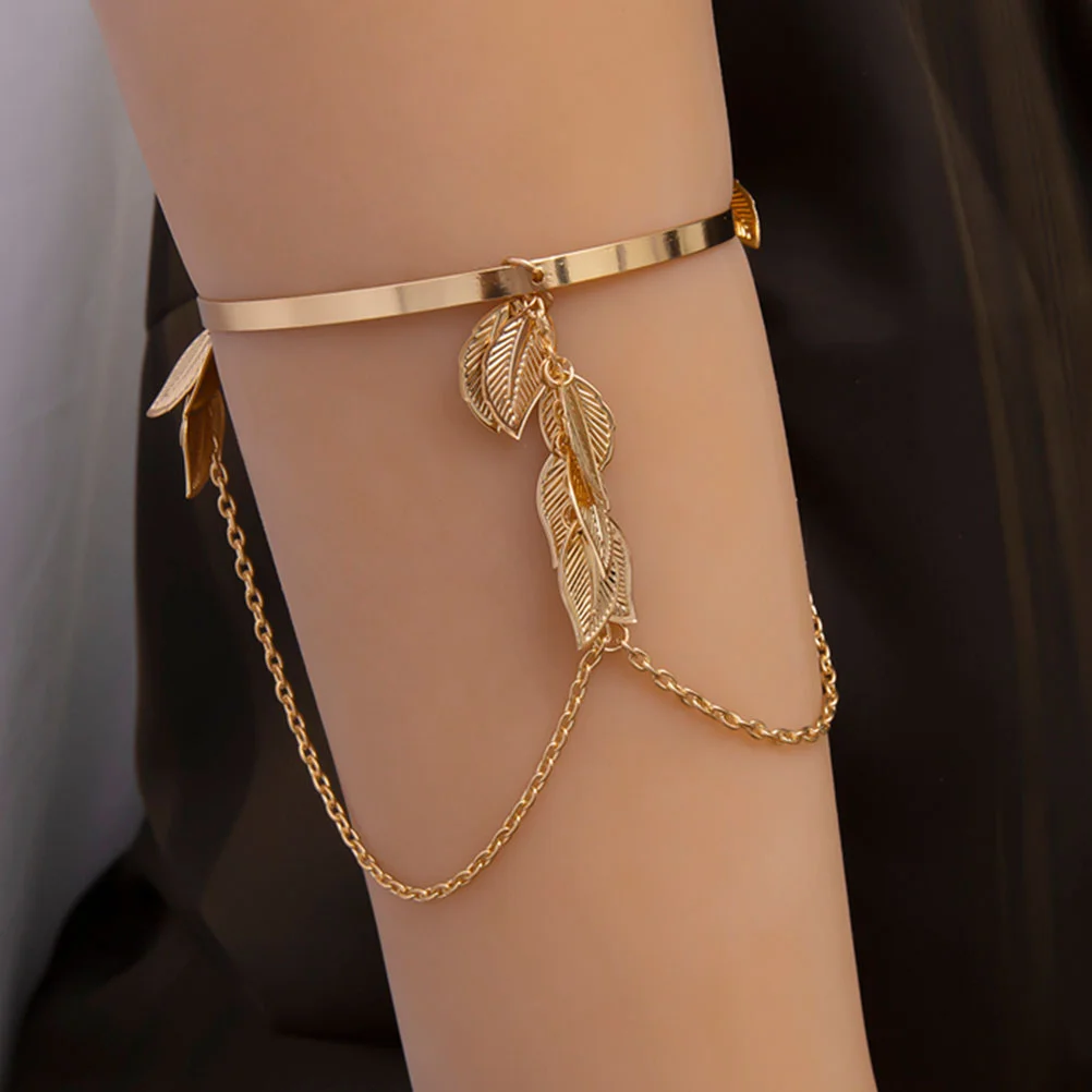 

Geometric Leaf Tassel Chain Pendant Armlet Trendy Bracelets Women Female Bohemia Decoration All-match Bride Simple Stylish