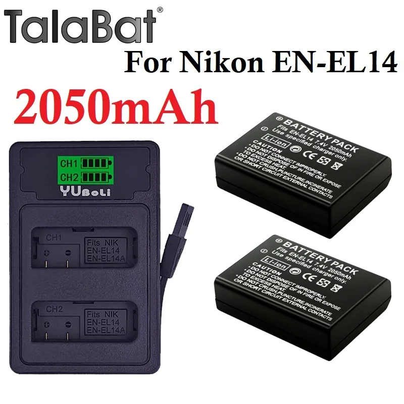 

Аккумулятор ENEL14 EN-EL14 EN-EL14A 2050 мАч для Nikon D3100 D3200 D3300 D3400 D3500 D5600 D5100 P7700 P7800 + зарядное устройство с ЖК-дисплеем L50