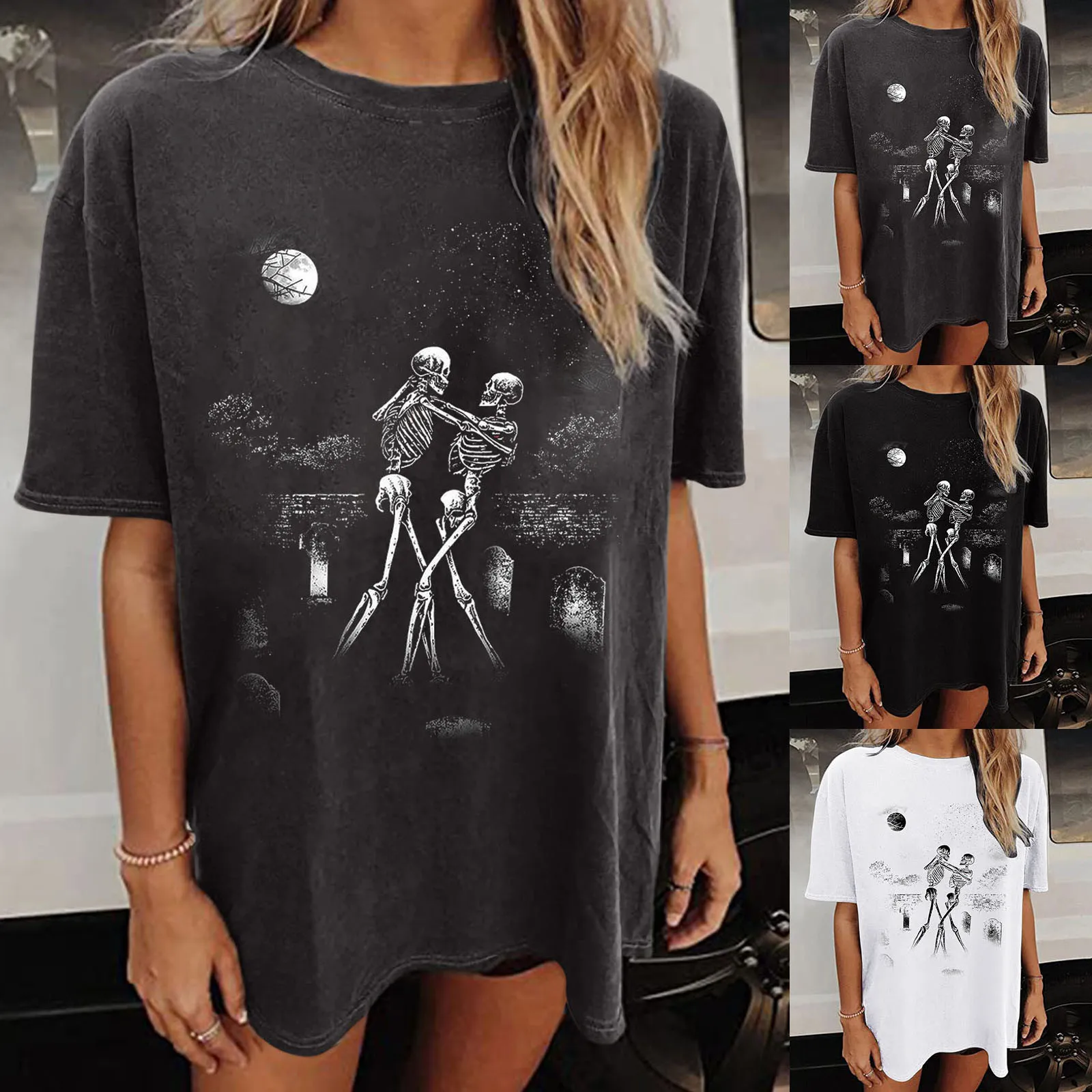 

Women Casual Printing Short Sleeve Tops Blouse Round Neck Casual Tee Tunic Shirts Womens Shirts