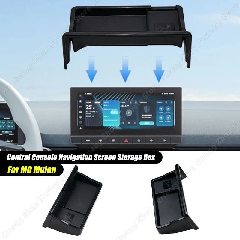 

For MG Mulan Central Console Navigation Screen Storage Box Black Car Interior ETC Tissue Storage Box Modification Accessories