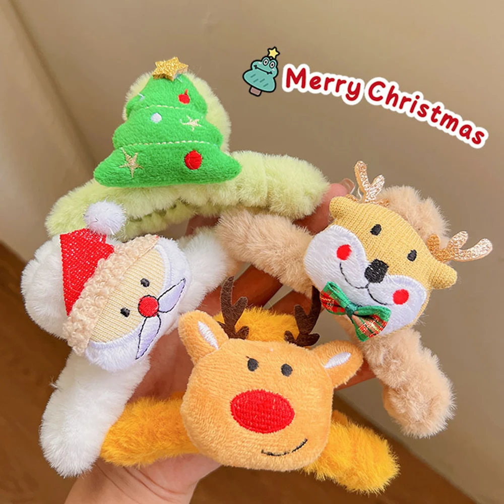 

Christmas Hair Claws Cute Cartoon Plush Hair Clip Female Hairpin Hair Accessories Women Elk Snowmen Headwear Xmas Tree Hairpin