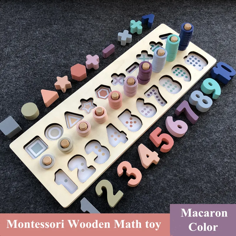 

Kids Math Toys Montessori Wooden Busy Board Teaching Aids Figure Matching Puzzle Preschool Geometry Digital Educational Toy Gift