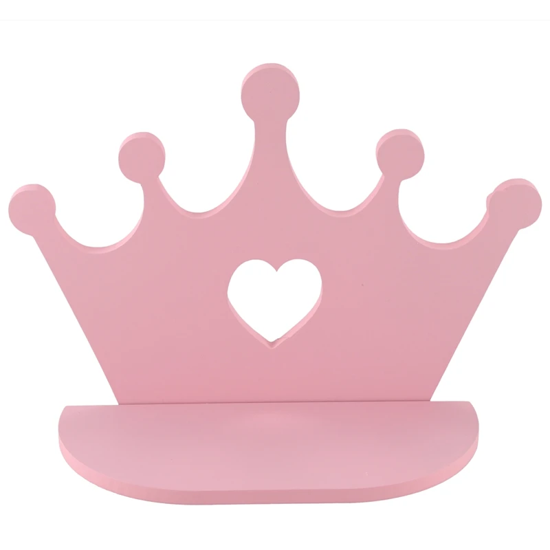 

Розовая деревянная настенная полка в виде короны для принцессы, комнаты, дочери, девочек, украшение для комнаты, лучший подарок, полки для ку...