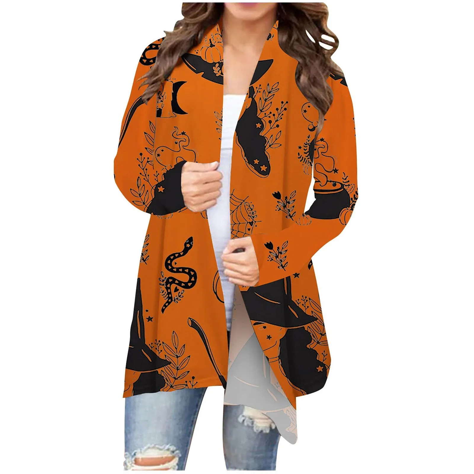 Женский кардиган с длинным рукавом Повседневный Кардиган принтом животных кошек