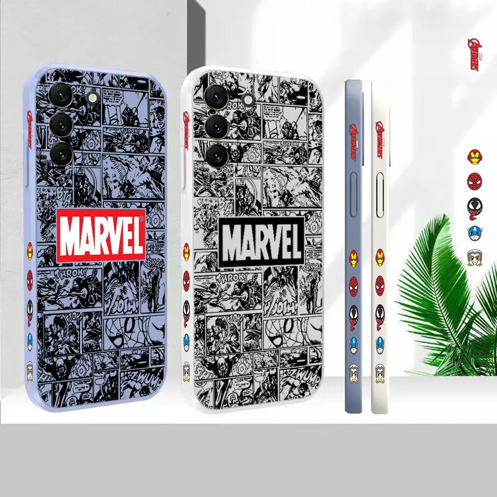 

Liquid Silicone Cover For Samsung S23 S22 S21 S20 FE Ultra 5G S11 S11E S10 S10E S9 Plus Marvel Comics Avengers Heros Logo Case