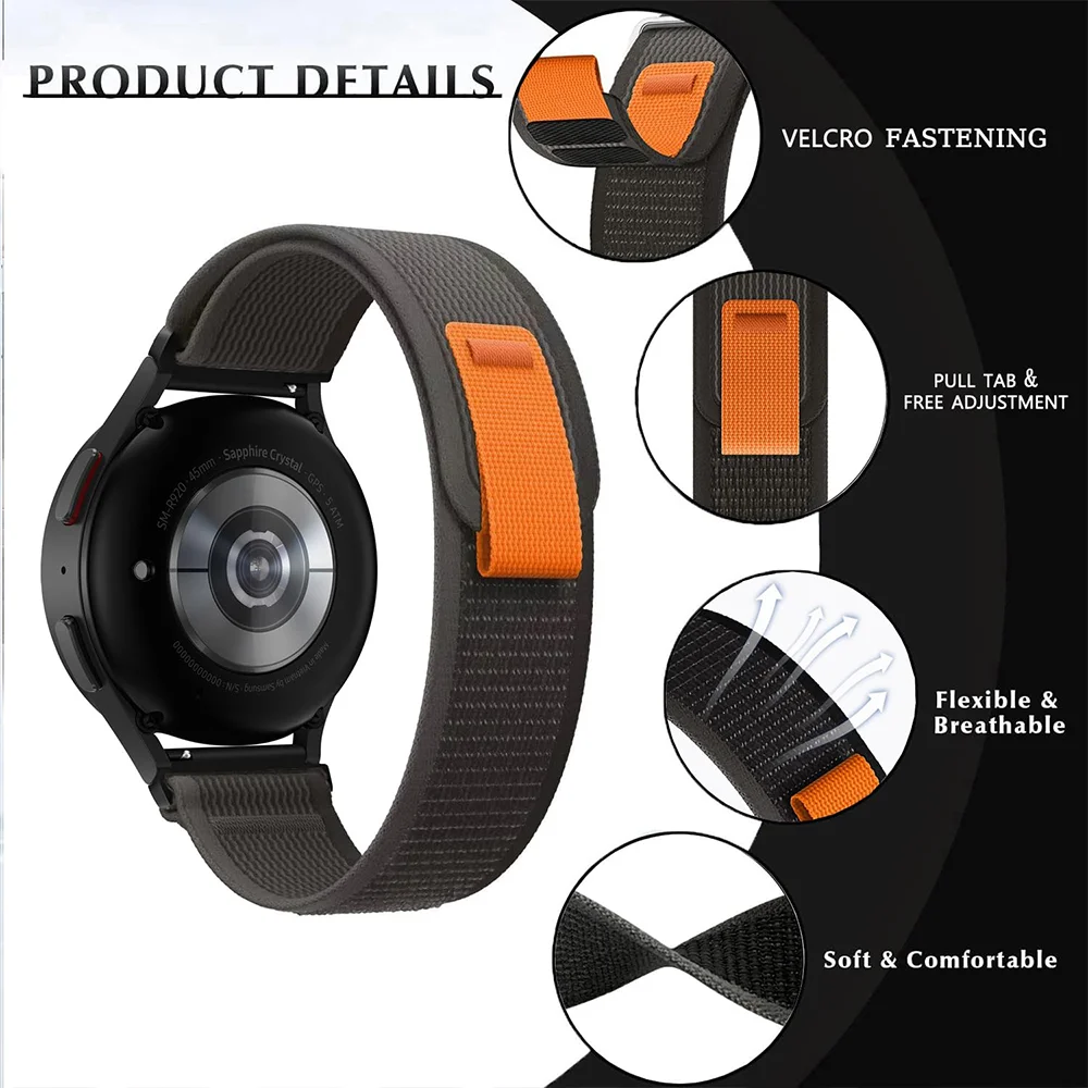Ремешок 20 мм/22 мм для Samsung Galaxy Watch 7/FE/6/5/Pro/4 classic 40 мм-44 спортивный браслет-петля