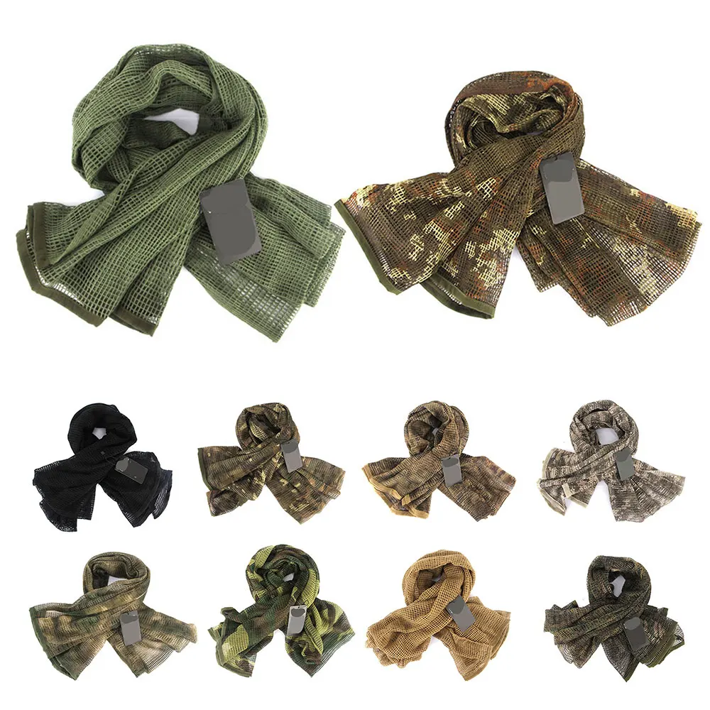 

Military Tactical Scarf Sniper Veil Camo Mesh KeffIyeh Sniper Face Scarf Veil Shemagh Head Wrap for Outdoor Camping Hunting