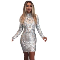 2022 spring new womens clothing new hot stamping sexy self cultivation sequined long sleeved nightclub dress