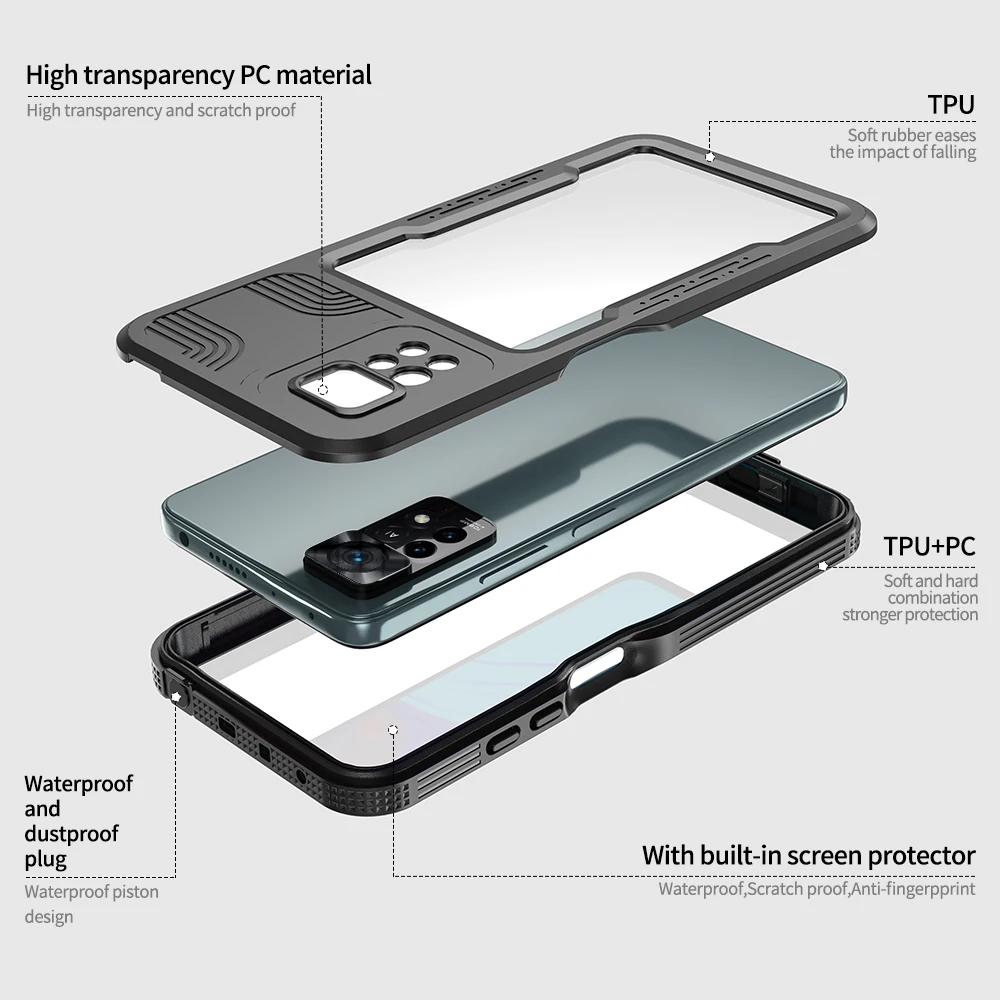 Redpepper Ip69k Waterproof Case For Xiaomi Redmi Note 11 Note11 Pro Note 11s 4g Underwater 3m Water Proof Shockproof Hard Case