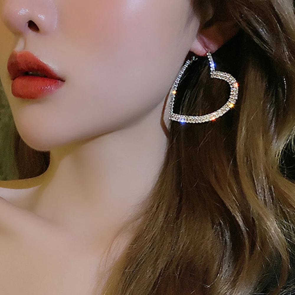 Блестящие серьги-кольца в форме сердца для женщин и девочек от 17 км