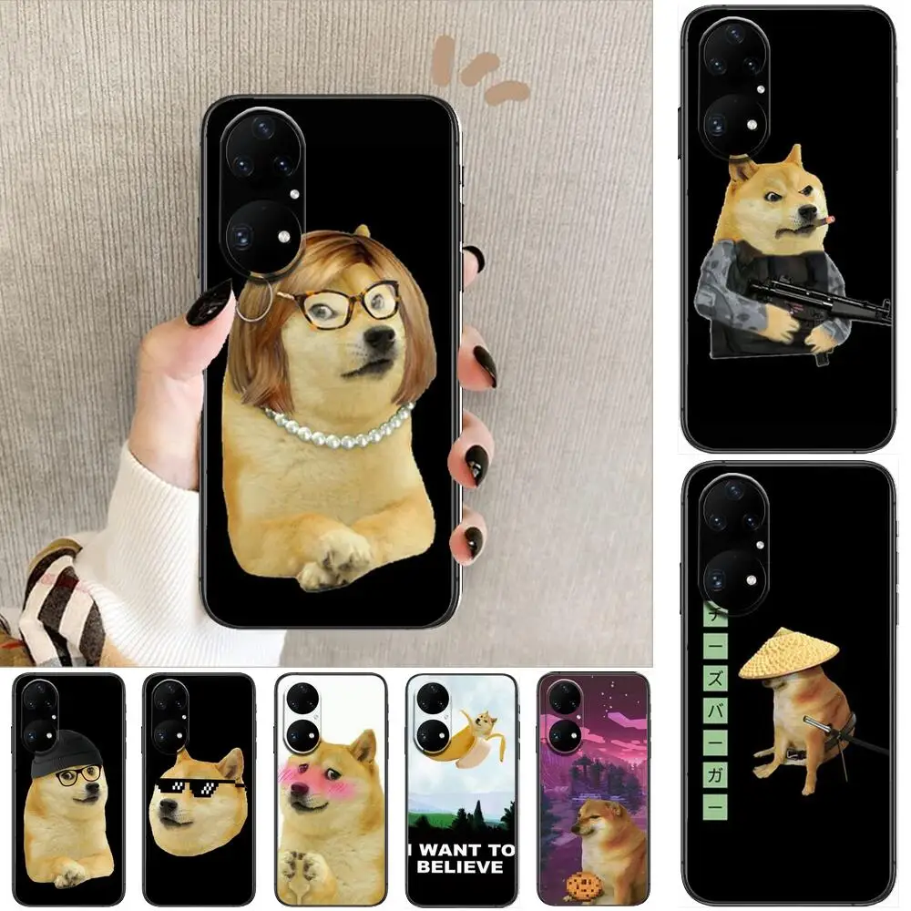 

Cheems Doge Meme Funny Doggy Phone Case For Huawei p50 P40 p30 P20 10 9 8 Lite E Pro Plus Black Etui Coque Painting Hoesjes comi