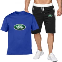 land rover2022 summer new men shorts sets short sleeve t shirt shorts print male tracksuit set men brand clothing 2 pieces sets