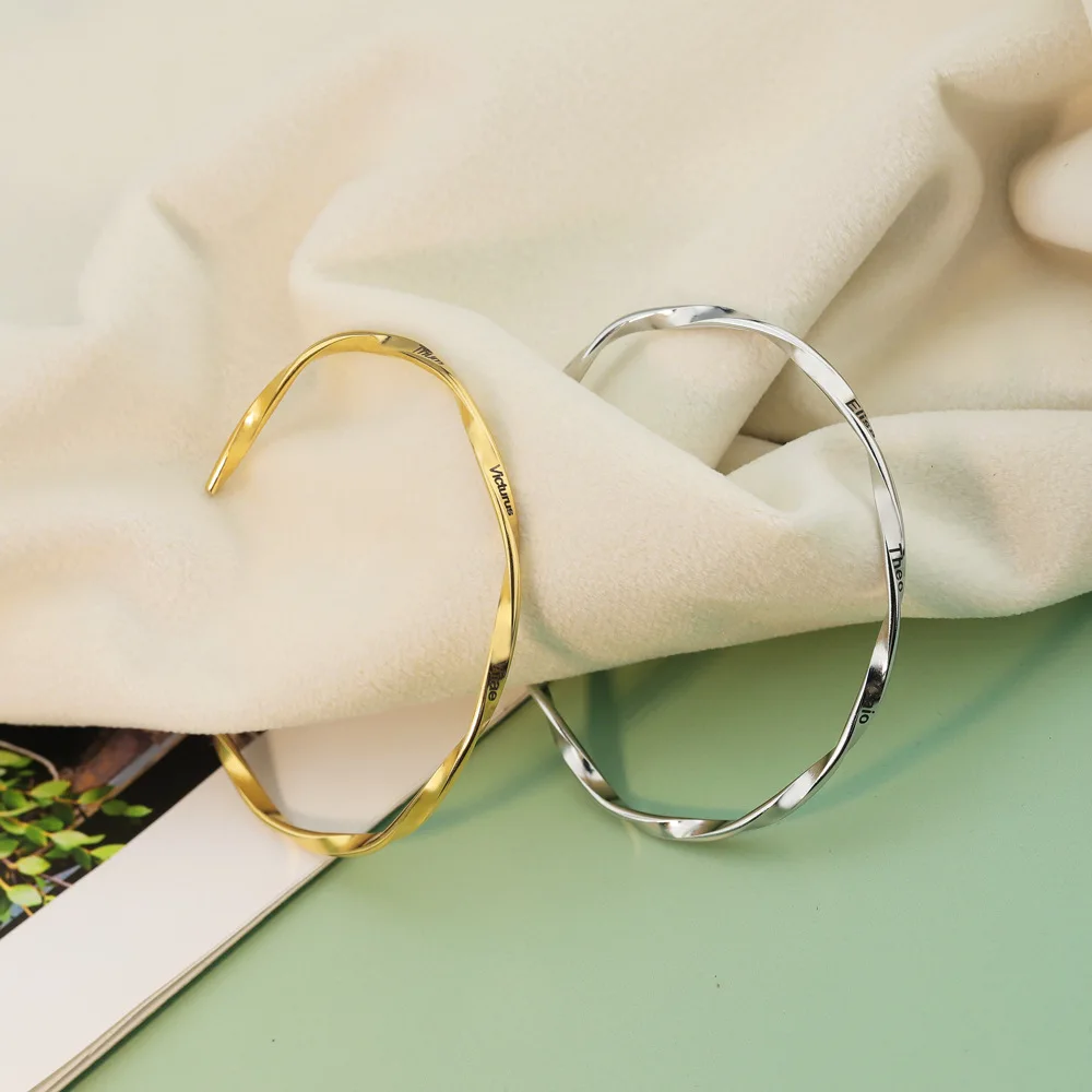 Персонализированный именной браслет RoRo из нержавеющей стали Спиральный Браслет