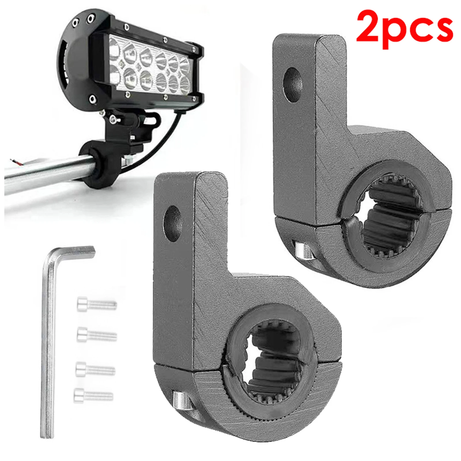 

2pcs Motorbike LED Light Bar Clamps Brackets Tube Clamp Mount Kit Off-Road Light Horizontal Bar Tube Clamp Roof Roll Cage Holder