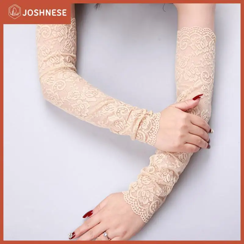 

Antiskid Bicycle Sleeve Lace Fabric Ice Silk Sleeves Womens Long Sleeves Ultraviolet-proof Free Stretching Ice Sleeve Free Size
