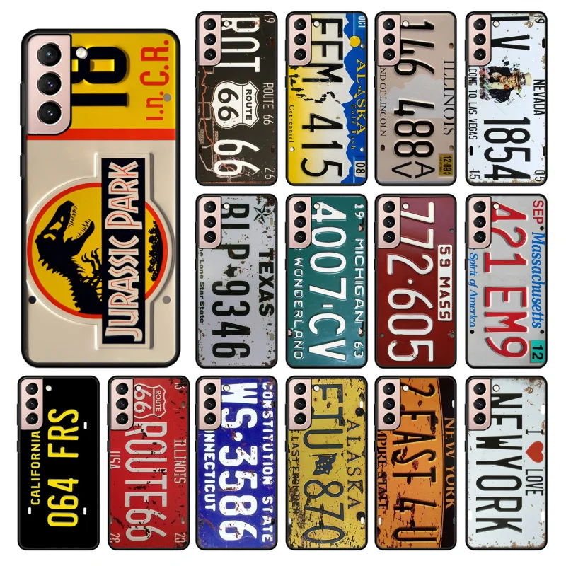 

License Plate Phone Case for Samsung S22 S20 Ultra S20 S22 S21 S10 S9 Plus S10E S20FE Note10Plus Note20 9