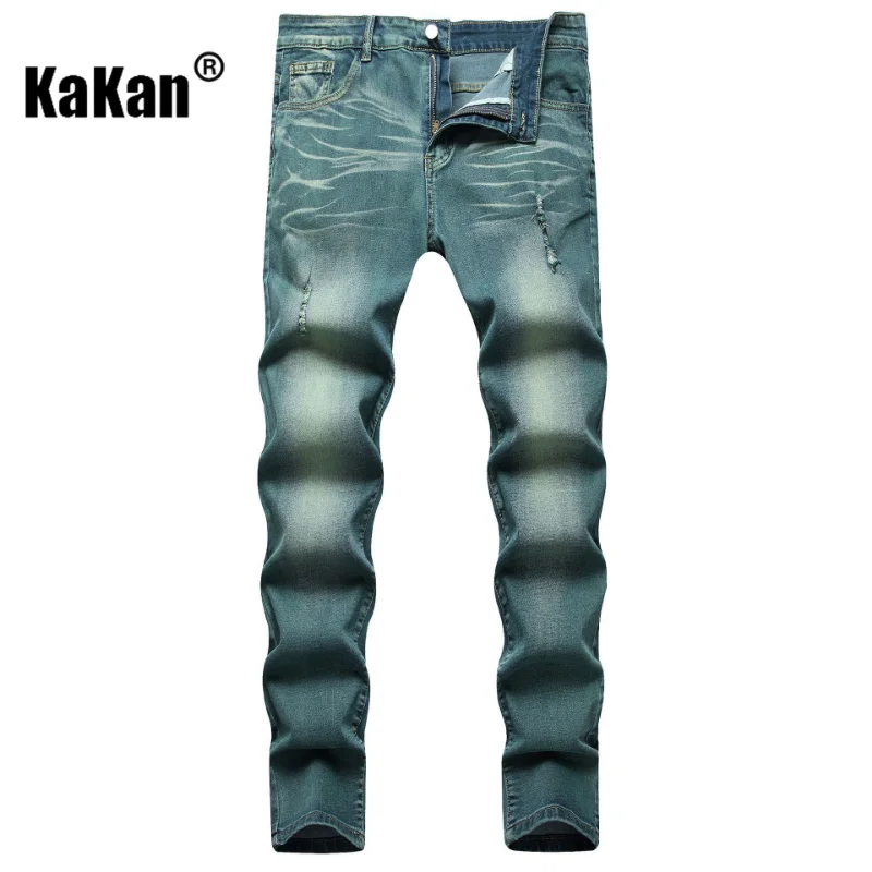 Kakan - New European and American Motorcycle Printed Tie Dyed Jeans for Men, Street Trend Elastic Straight Leg Long Jeans K53-2