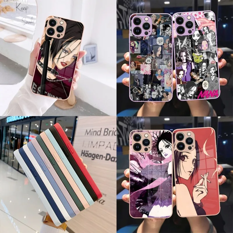 

Nana Osaki Anime Phone Case Sandy Pink Glass For IPhone 13 14 12 11 Pro XS Max Plus Mini X XR 8 7 6s SE2020 Cover