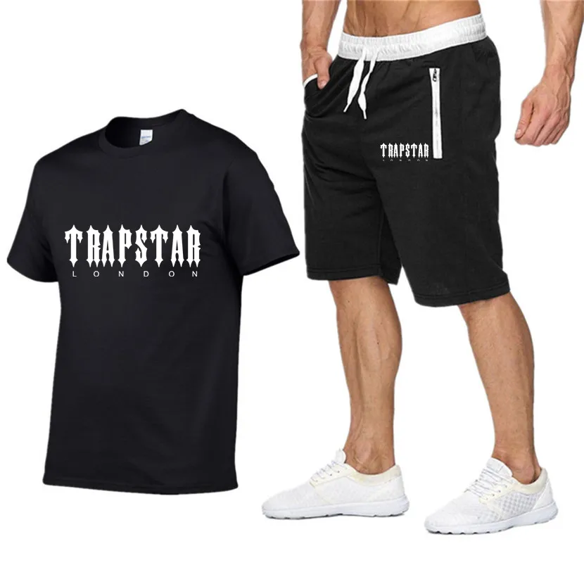 

2022 New TRAPSTAR 2 Piece Men's Suits Men's Clothing Sportswear Suits Fitness Summer Printed Men's Shorts T-Shirts Men's Suits