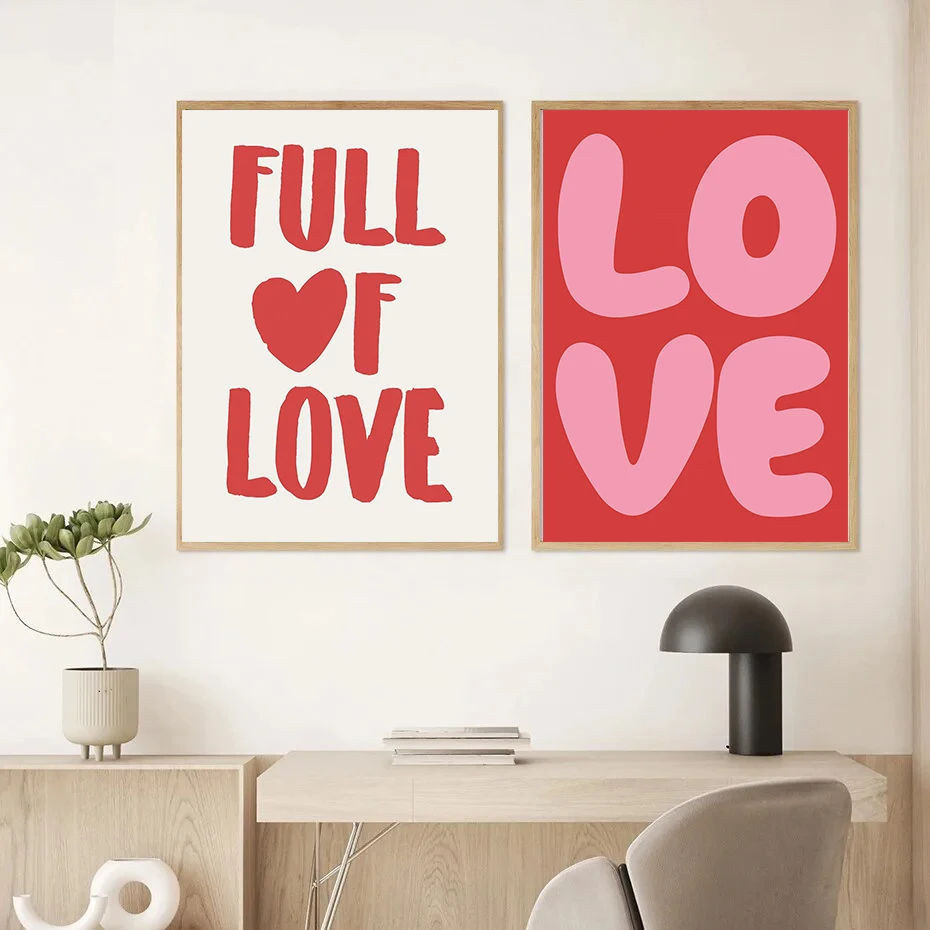 Фото Максимализм, More Amor Por Favor, красочная цитата с любовью, настенная живопись на холсте, постеры, розовые принты, украшение для гостиной, дома №3