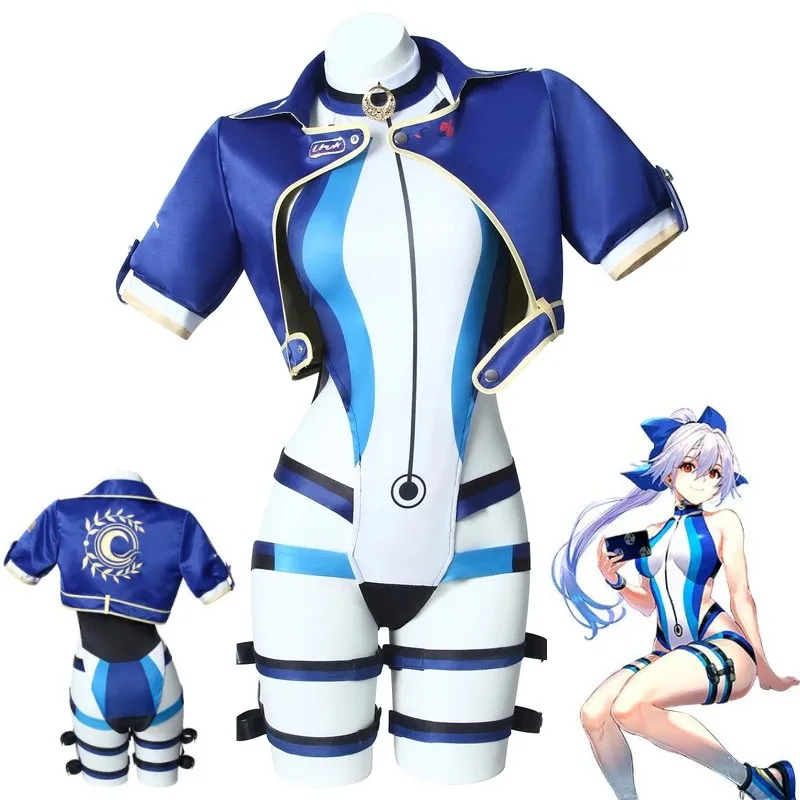 

Game FGO Tomoe Gozen Fate Grand Order Cosplay Costume Anime Women Swimsuit Coat Belt Headband Cute Sexy Onesie Wig